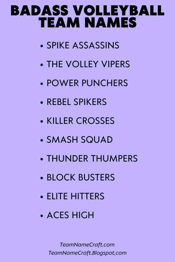 Badass volleyball team names