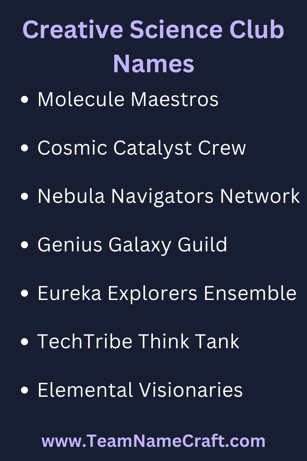 Creative Science Club Names