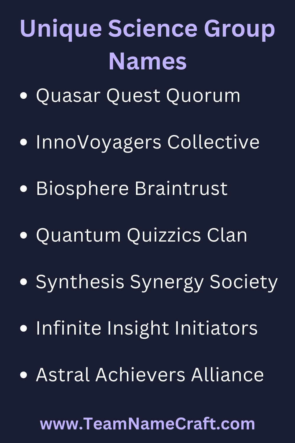 Unique Science Group Names