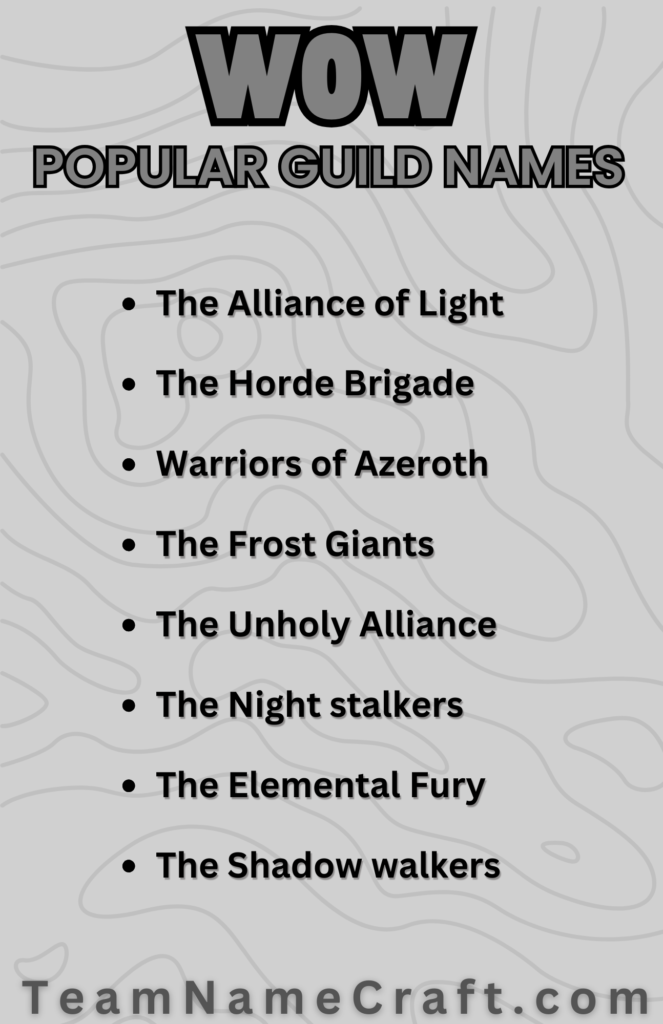 Popular World of Warcraft Guild Names