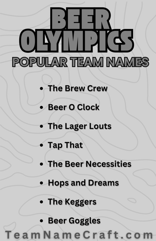 Beer Olympics team names