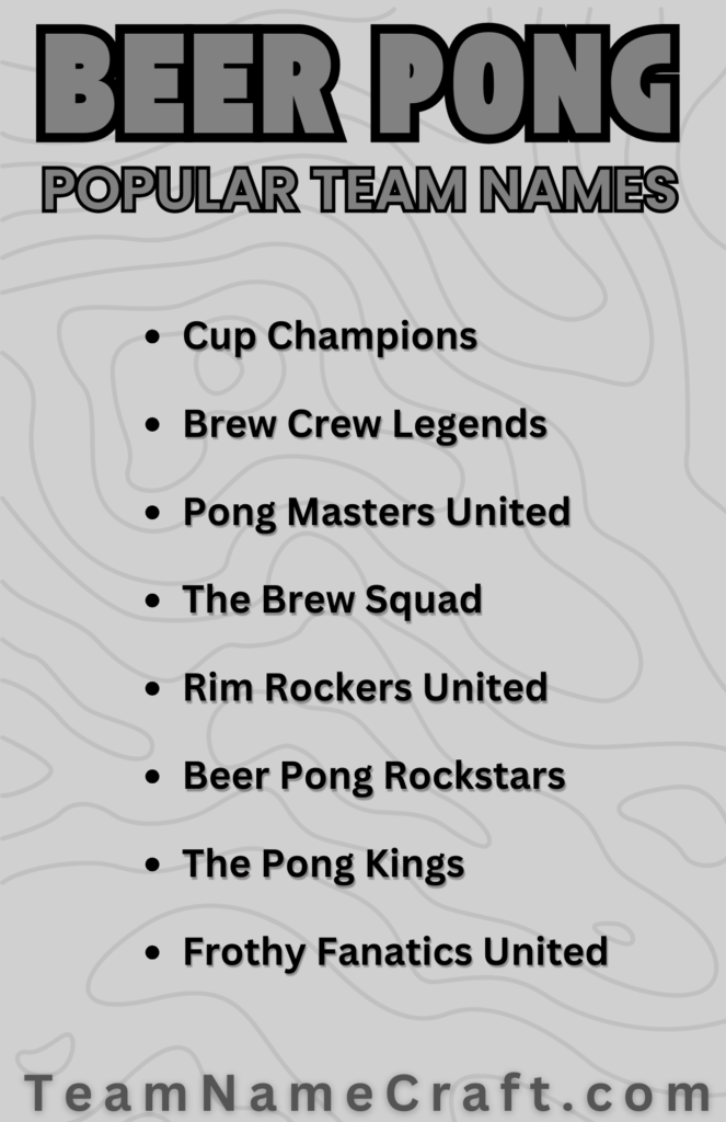 Beer Pong Team Names