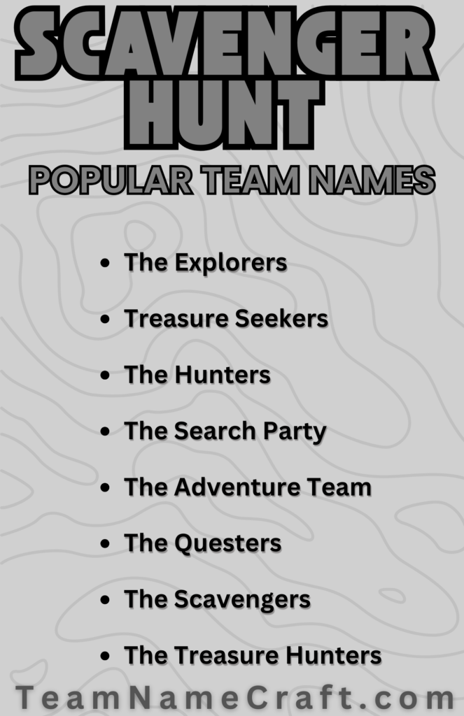 scavenger hunt team names