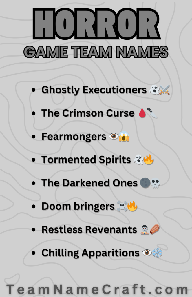 Horror Game Team Names