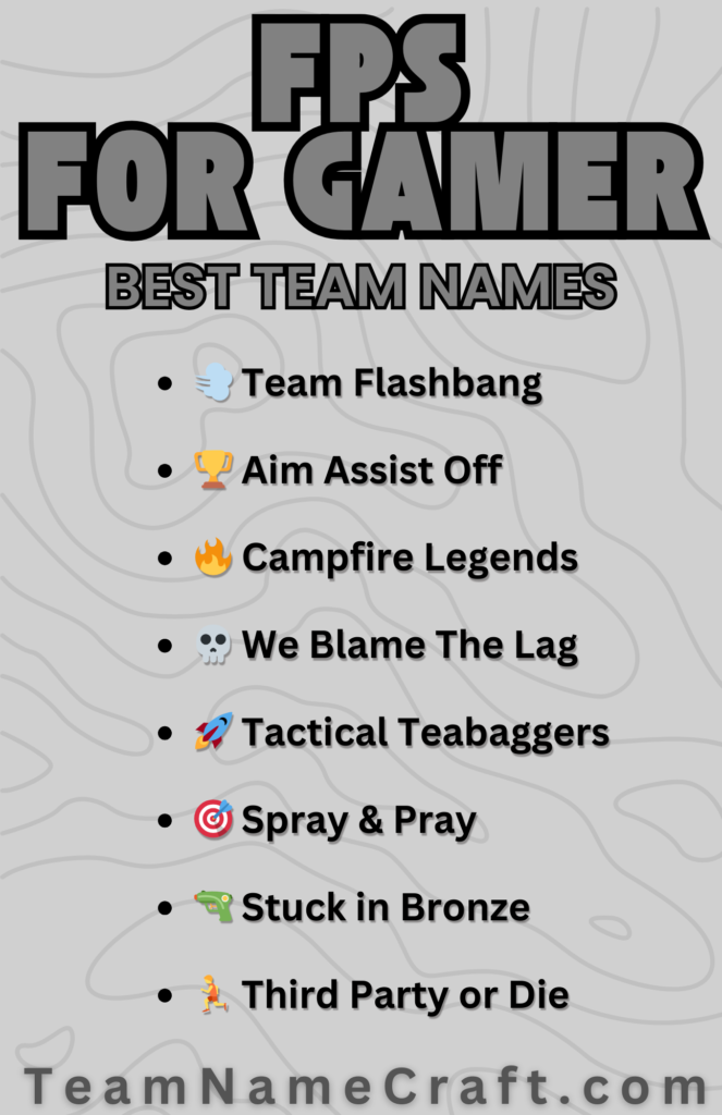 Funny and Unique FPS Team Names for Gamers