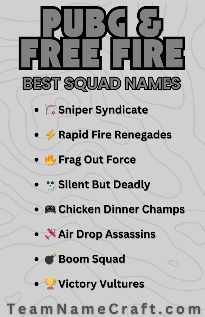 Creative Duo & Squad Names for PUBG & Free Fire