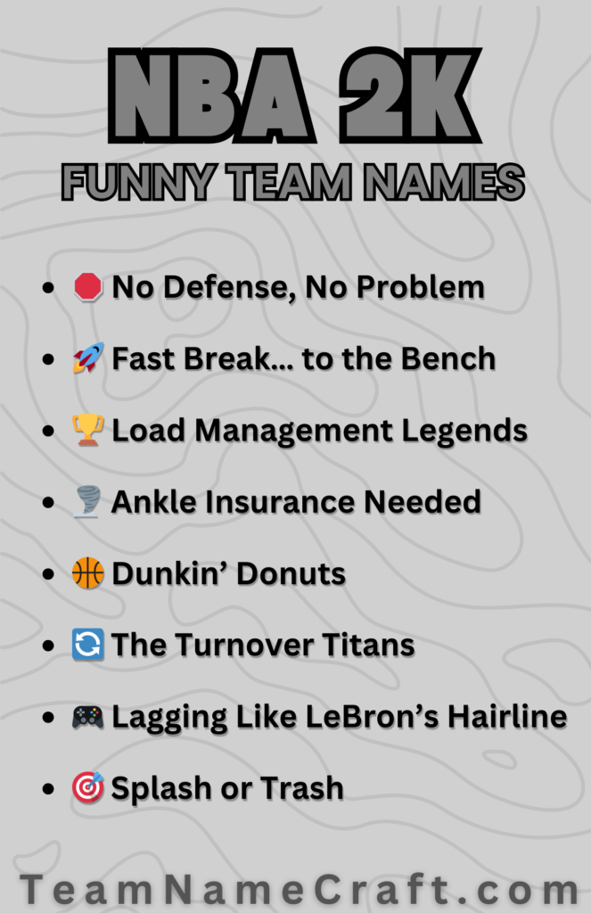 Funny and Creative NBA 2K Team Names