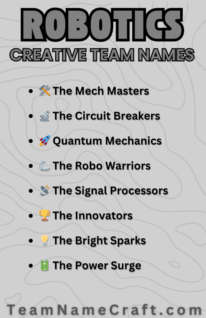 Creative Robotics Team Names for School Competitions