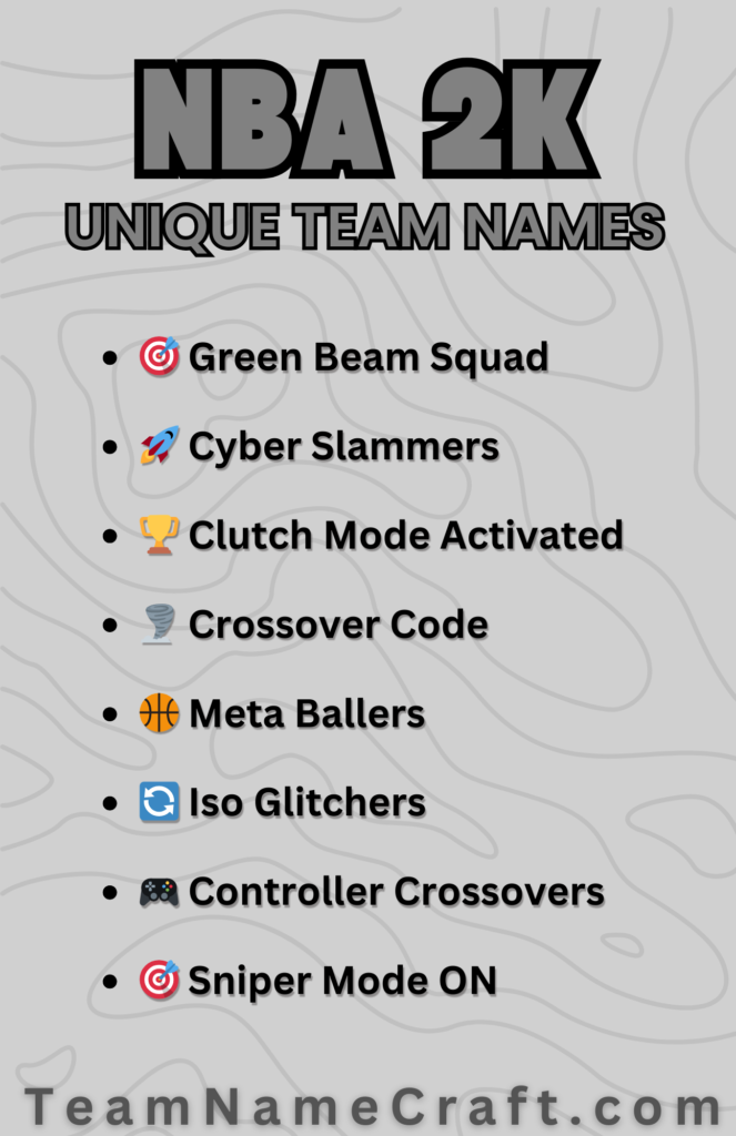 Funny and Creative NBA 2K Team Names