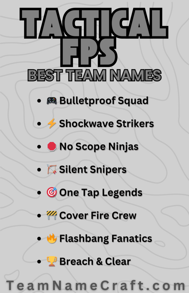 Cool and Tactical FPS Team Names for Competitive Players