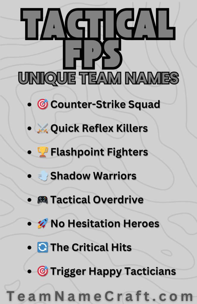 Cool and Tactical FPS Team Names for Competitive Players