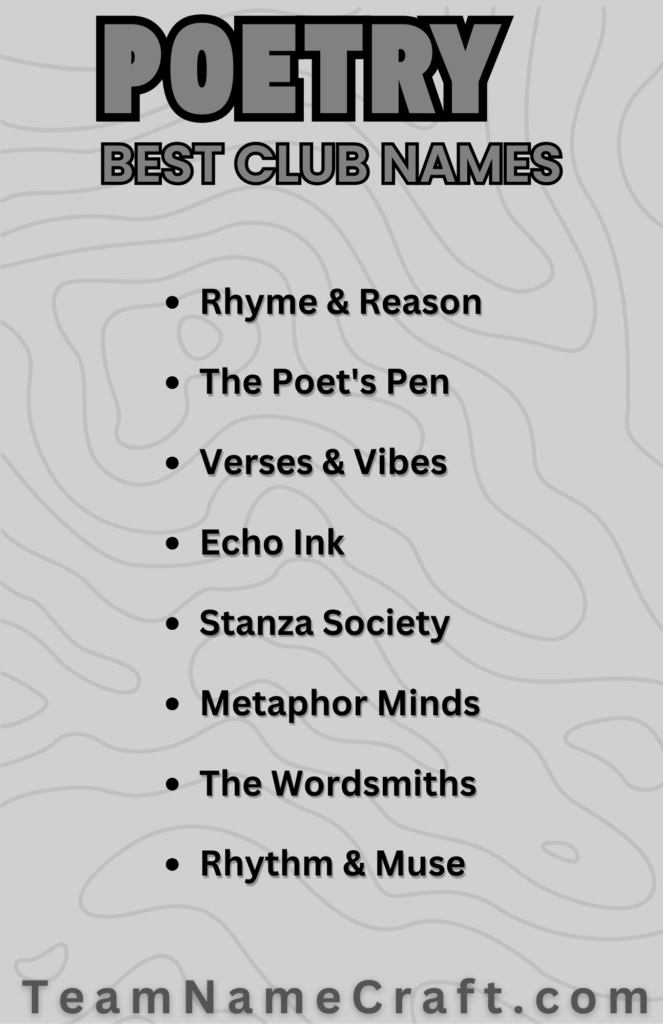 Cool & Creative Poetry Club Name Ideas