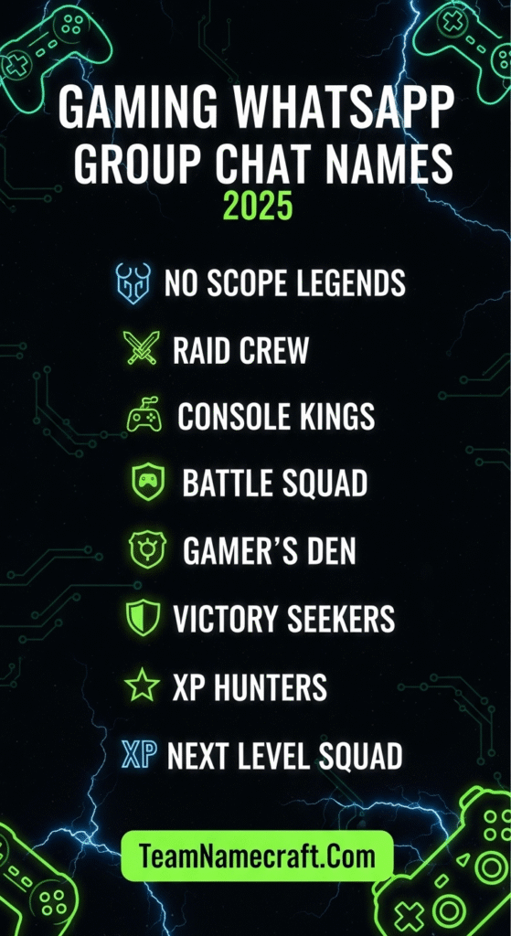 Gaming Squad WhatsApp Group Chat Names