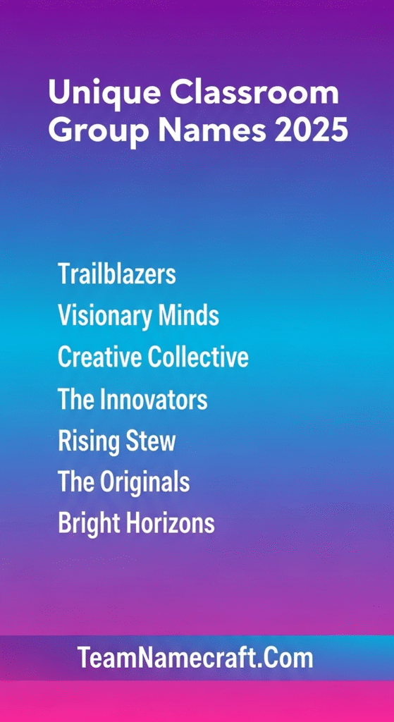 Unique Classroom Group Names 2025