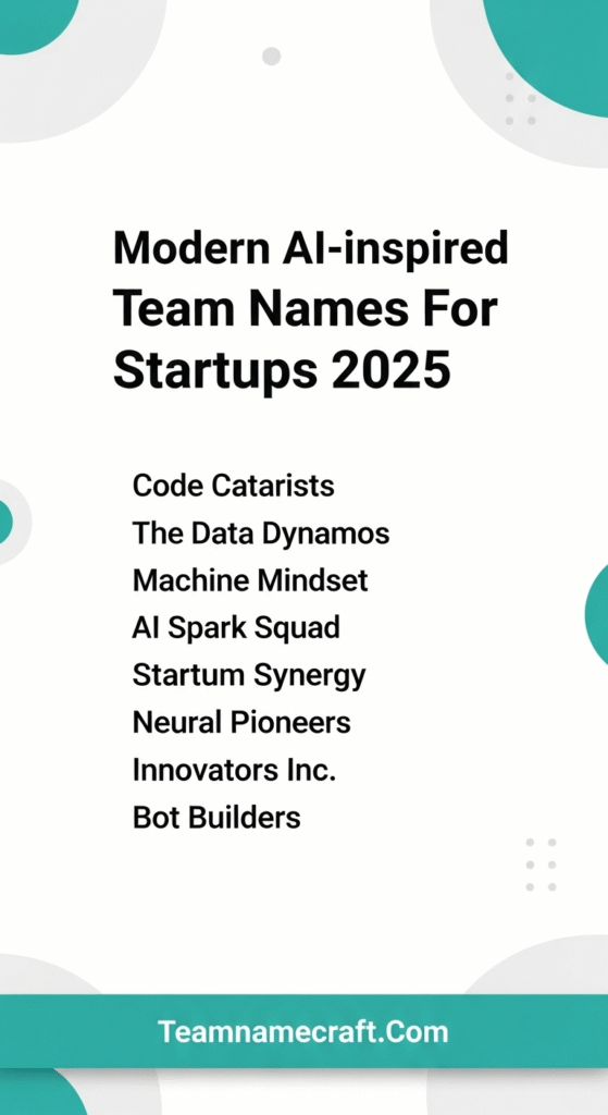 Modern AI-inspired Team Names For Startups