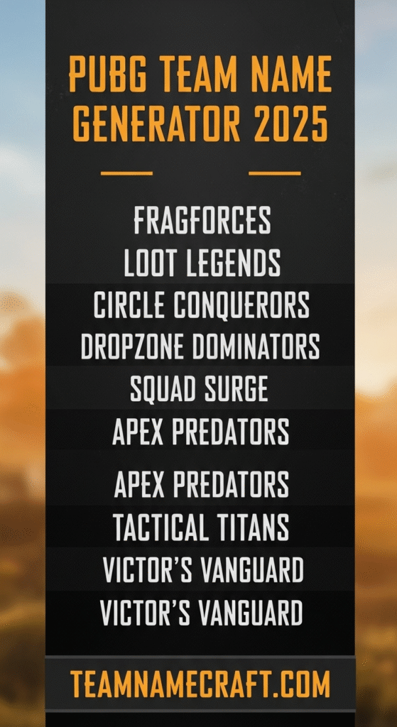 PUBG Team Name Generator