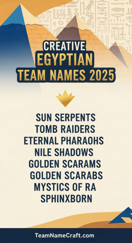 Creative Egyptian Names for Teams 2025