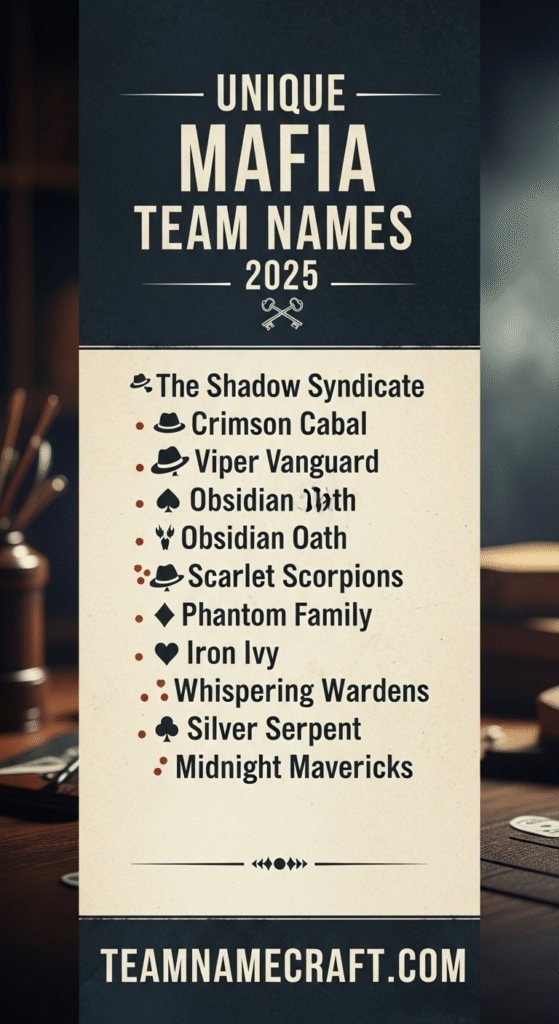 Unique Mafia Team Names 2025
