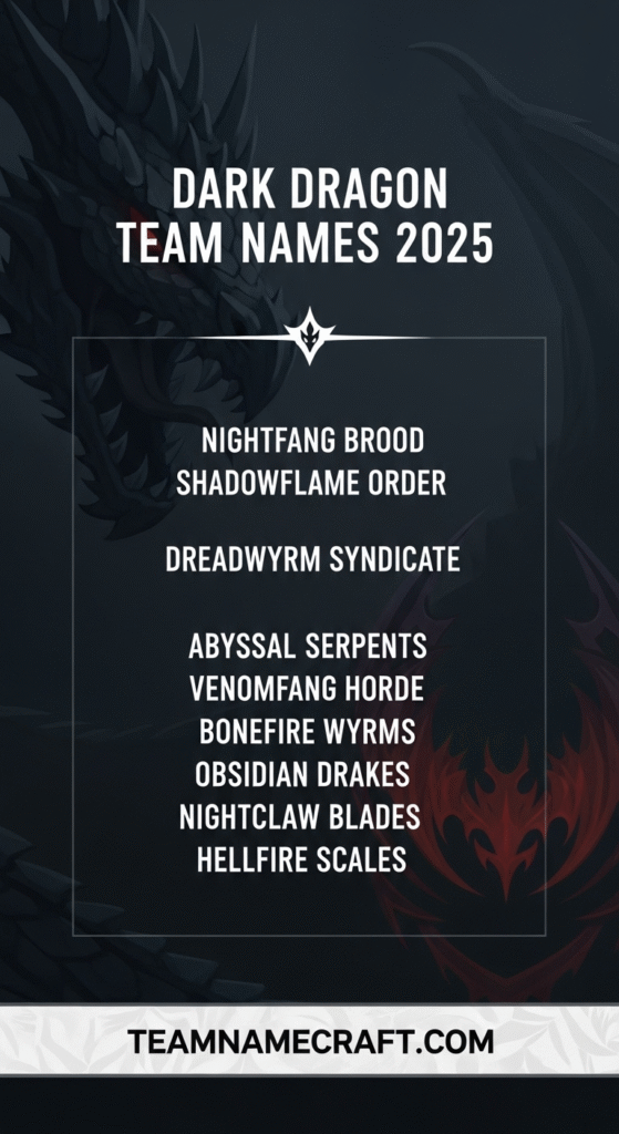 Dark Dragon Team Names