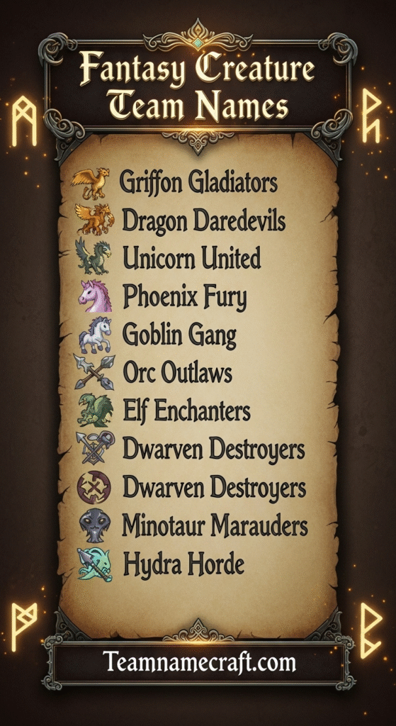 Fantasy Creature Team Names