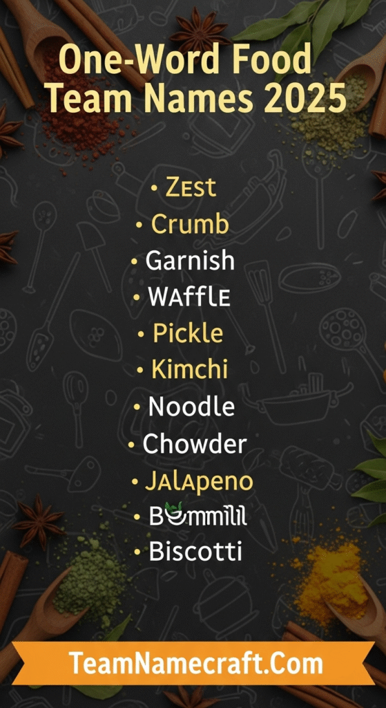 One-Word Food Team Names