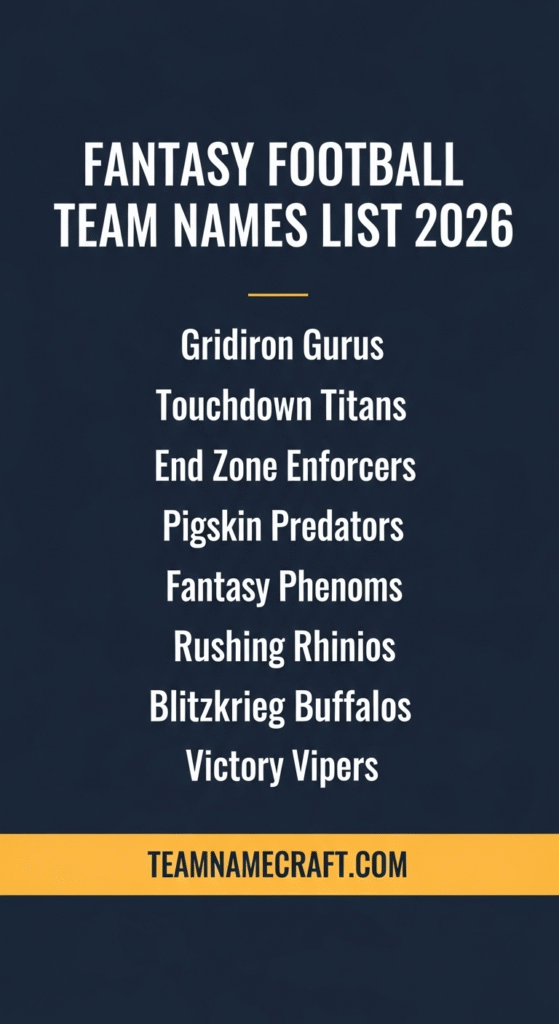 Fantasy Football Team Names List