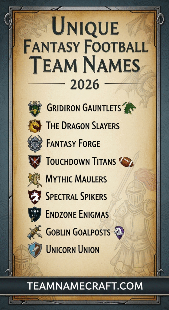 Unique Fantasy Football Team Names