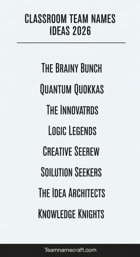 Classroom Team Names Ideas