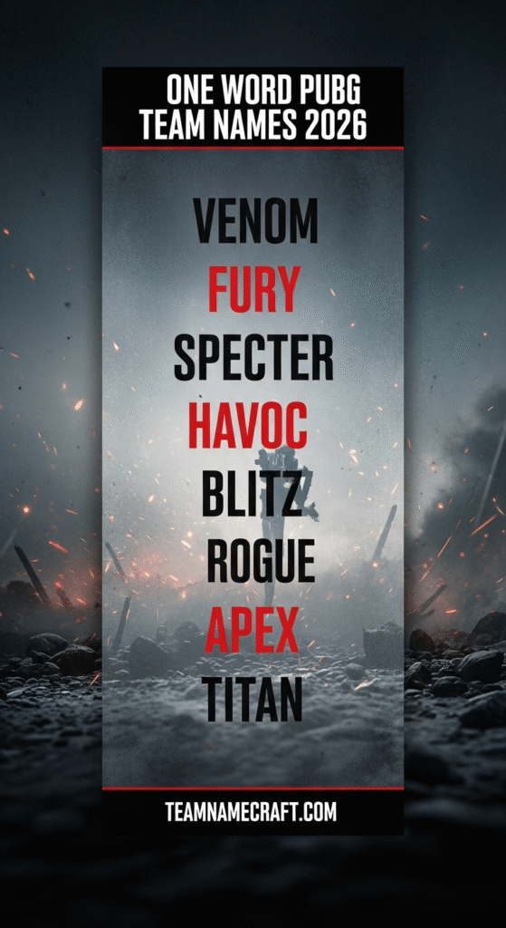 One Word Pubg Team Names