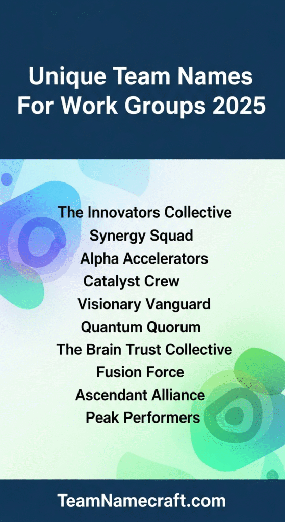 Unique Team Names For Work Groups