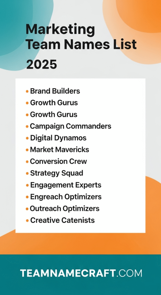 Marketing Team Names List