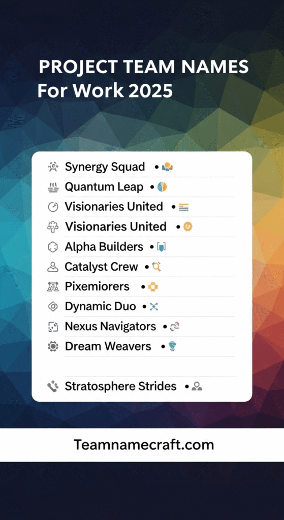 Project Team Names For Work