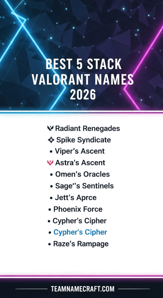 Best 5 Stack Valorant Names