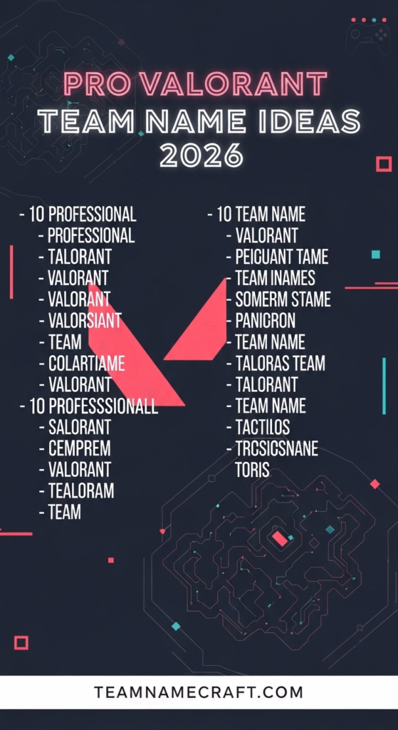 Pro Valorant Team Name Ideas