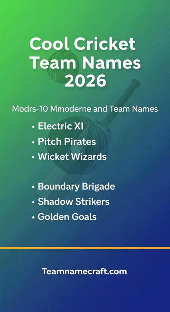 Cool Cricket Team Names 2026