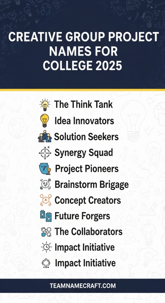 Creative Group Project Names For College