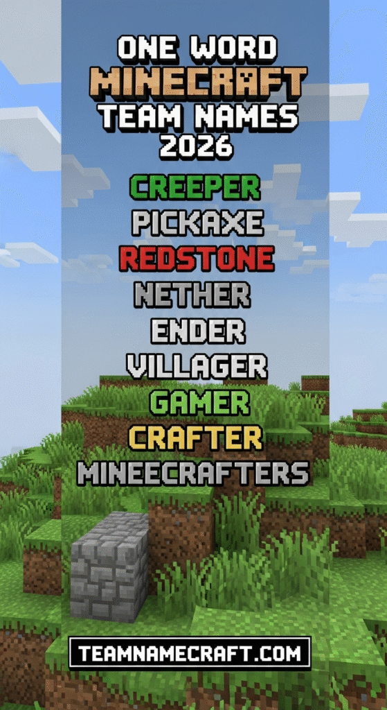 One Word Minecraft Team Names