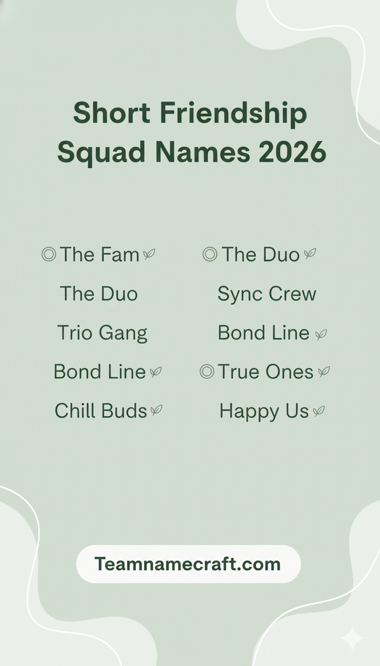 Short Friendship Squad Names