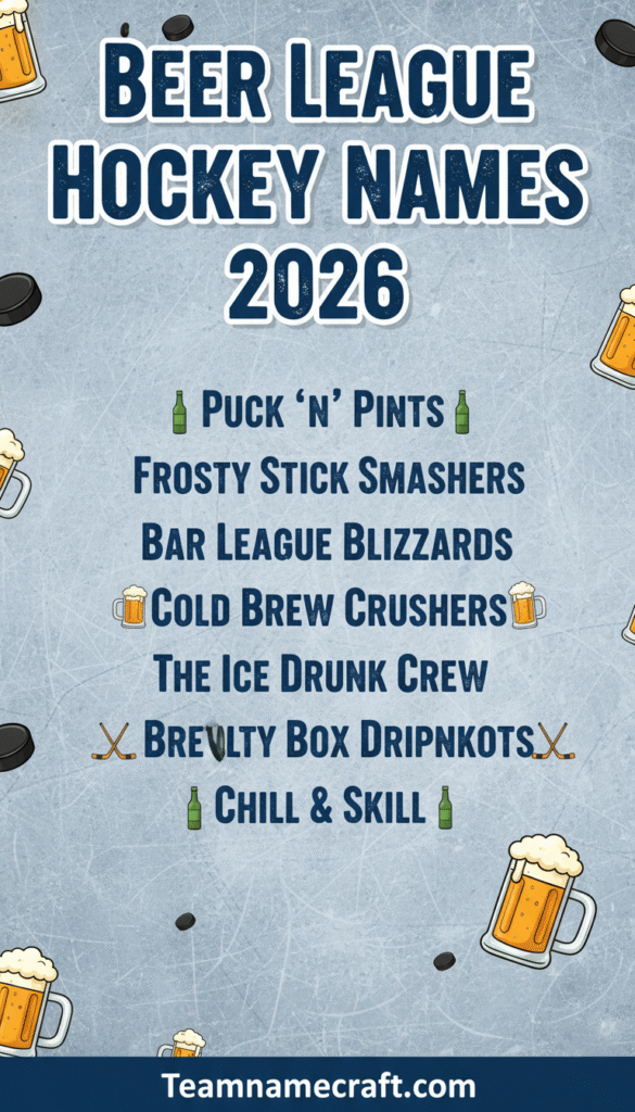 Beer League Hockey Names 2026